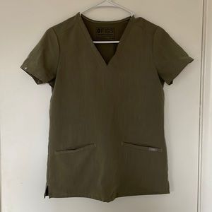 Figs Heather Olive Casma Scrub Top XXS